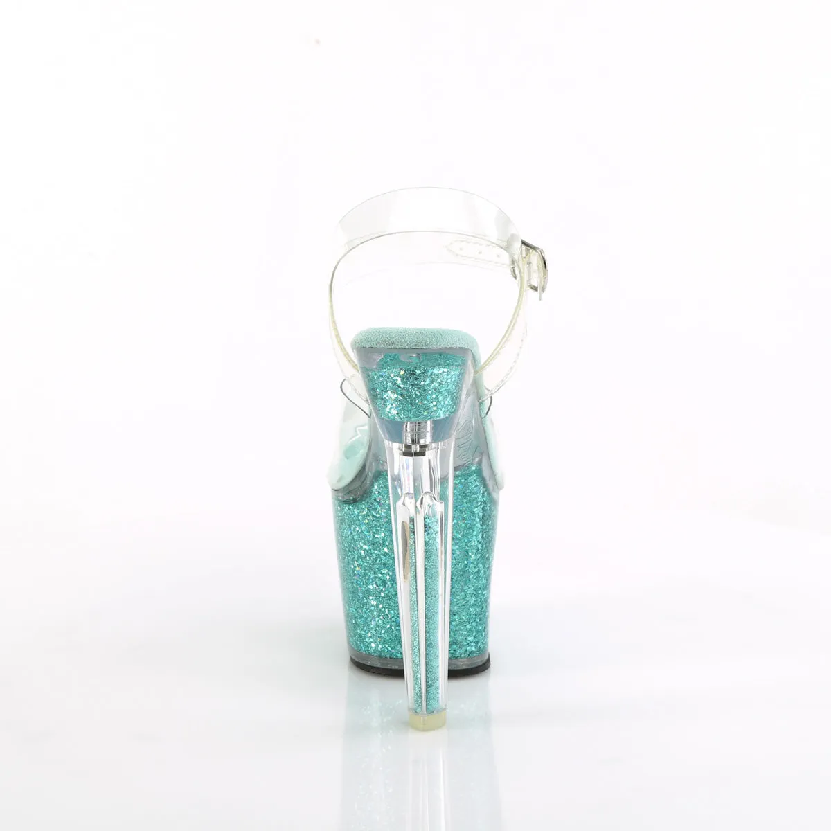 7 Inch Heel LOVESICK-708SG Clear Aqua Glitter