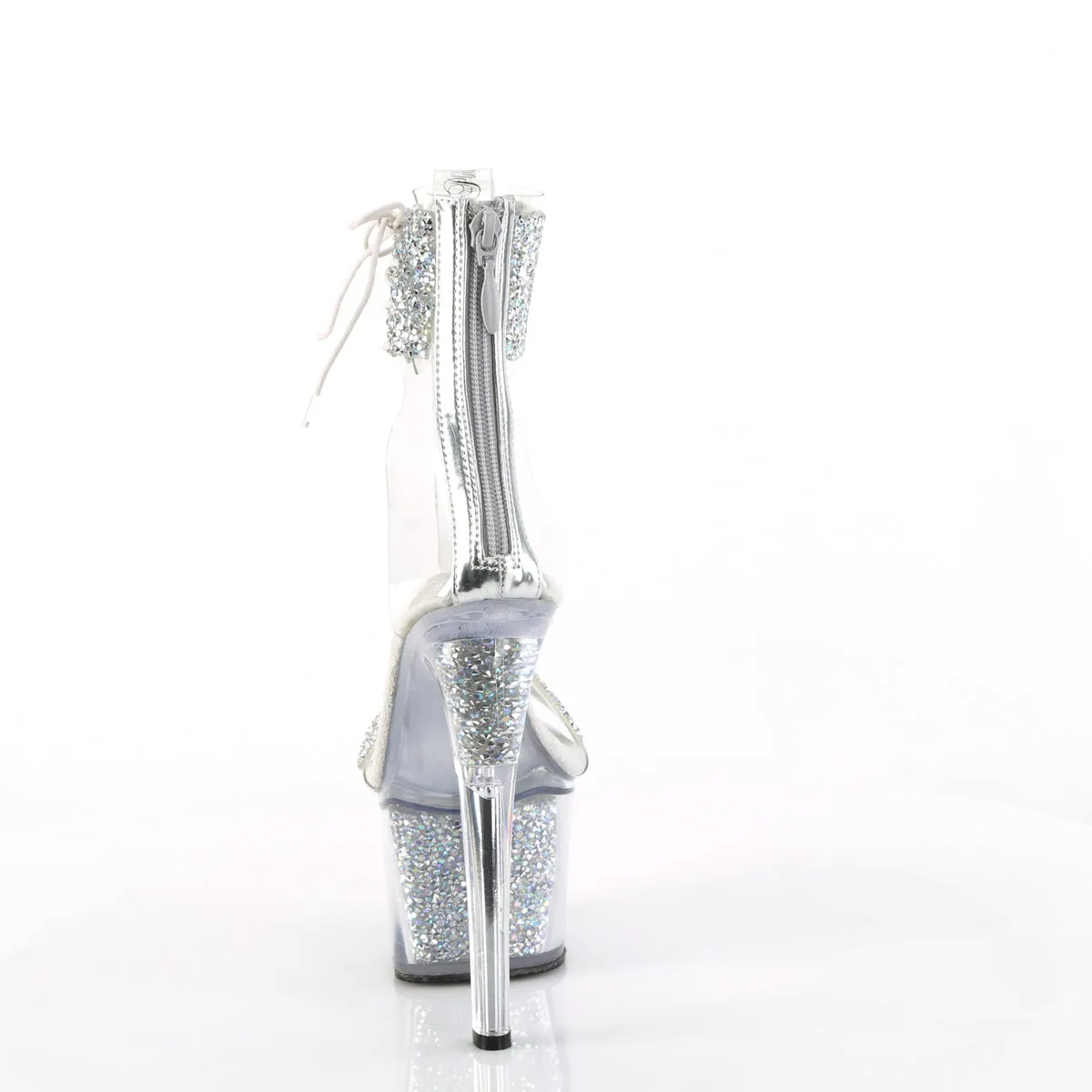 7 Inch Heel SKY-327RSI Silver Rhinestone