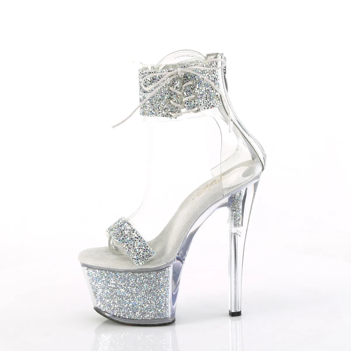 7 Inch Heel SKY-327RSI Silver Rhinestone