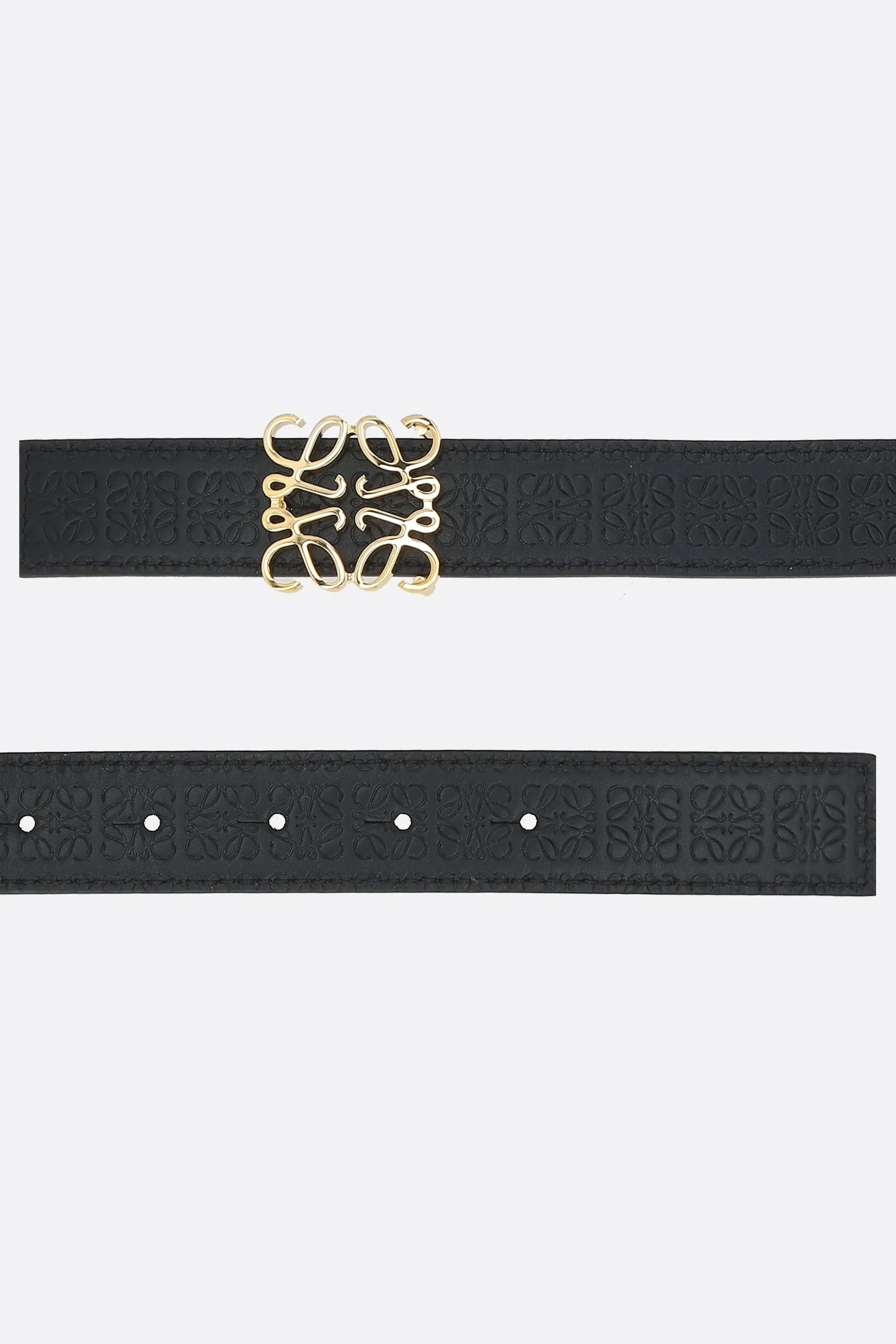 Anagram embossed leather belt