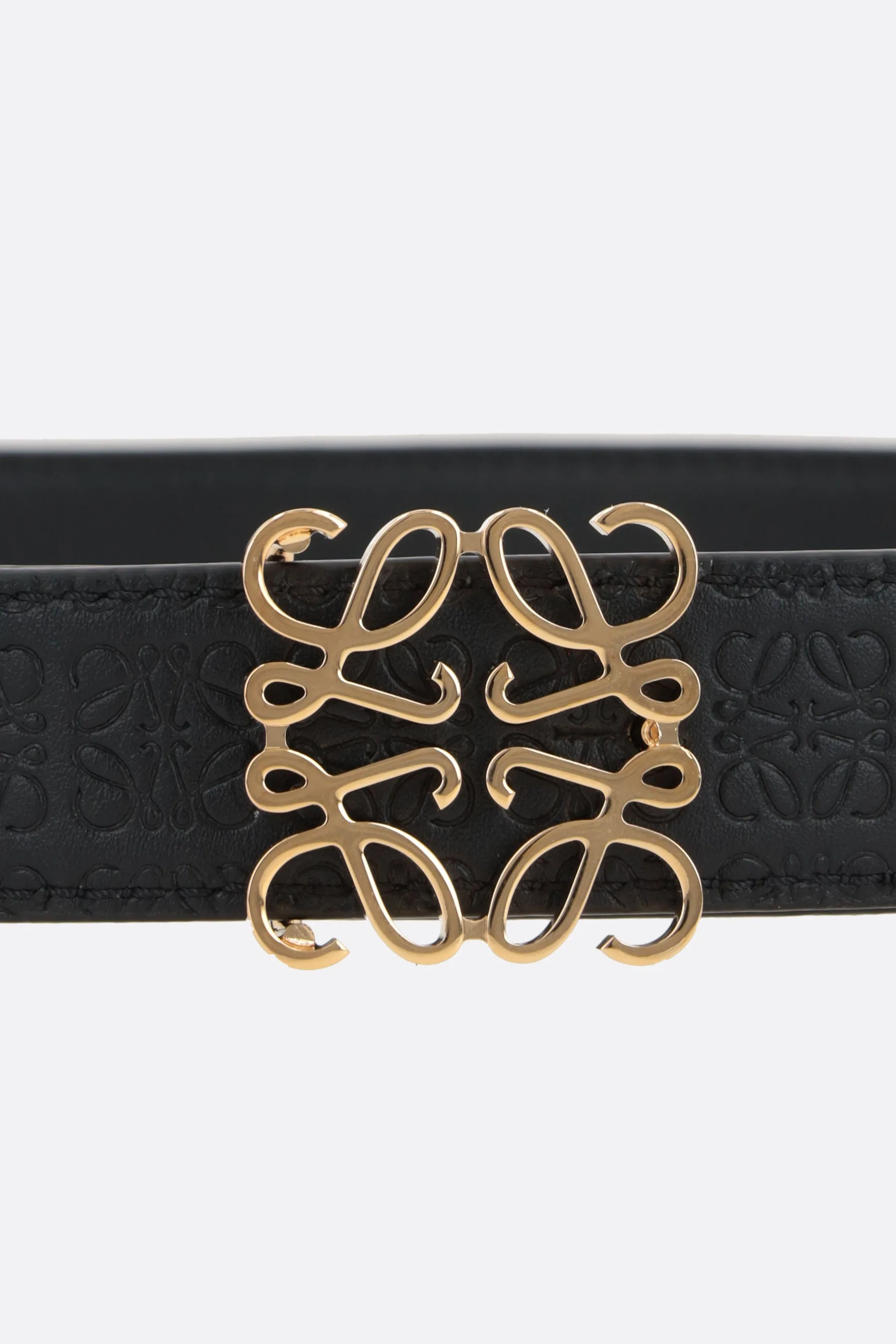 Anagram embossed leather belt