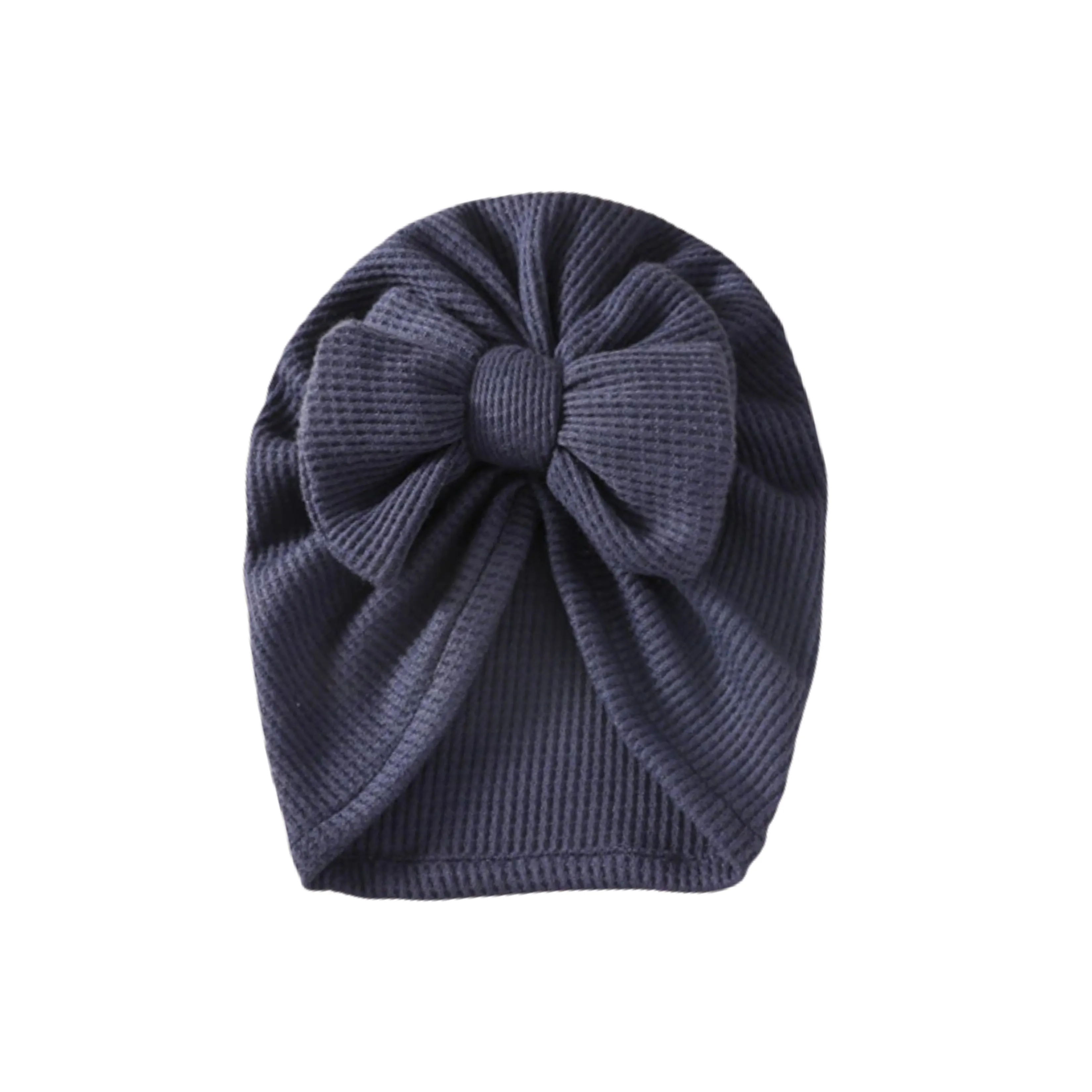 Baby Girl Waffle Bow Turban in Navy