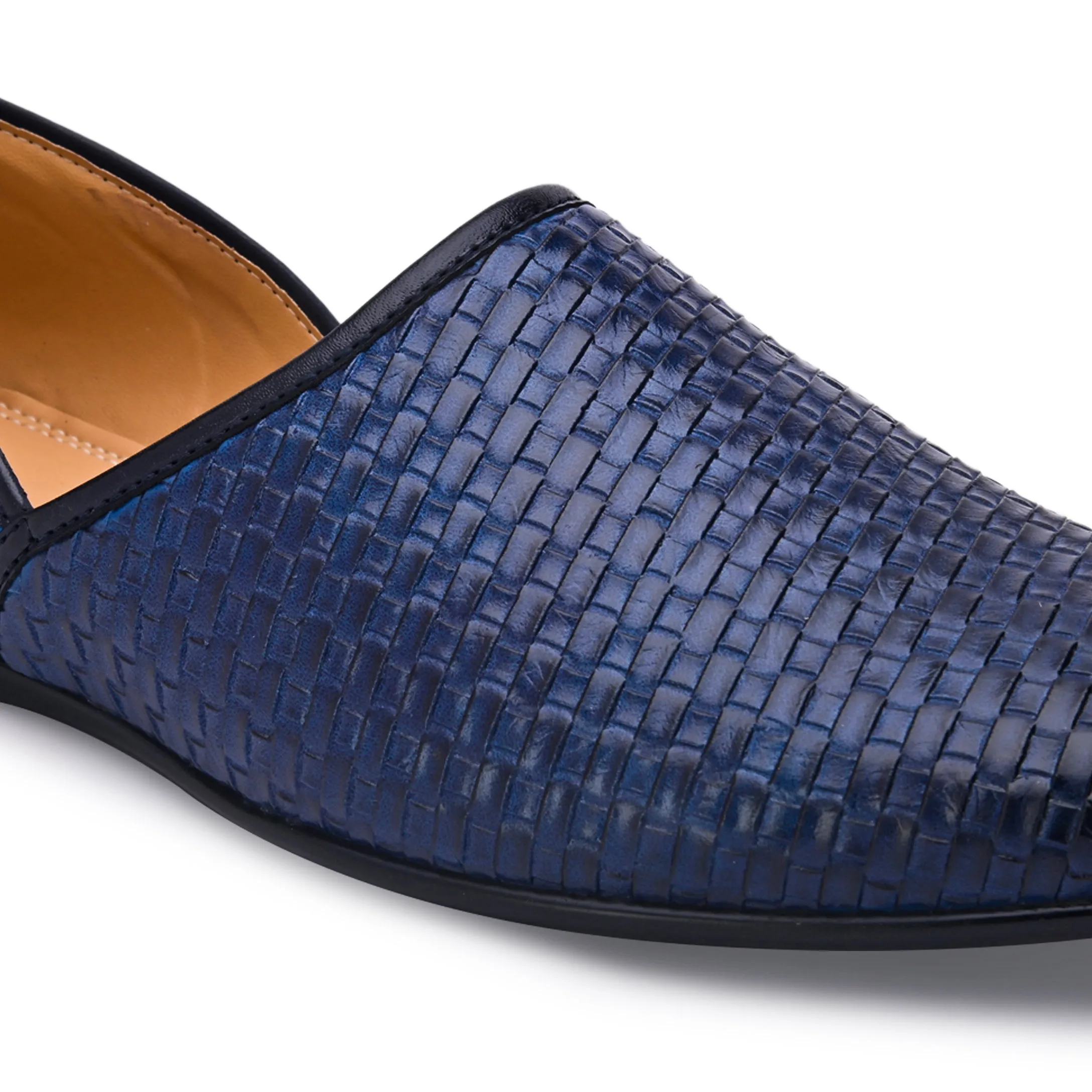 Basketweave Blue Plaid Mojaris