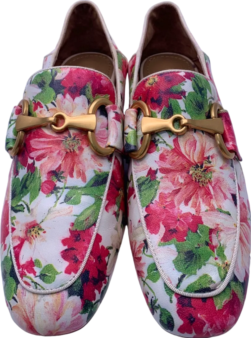 Bibi Lou Pink Floral Print Loafers UK Size 6