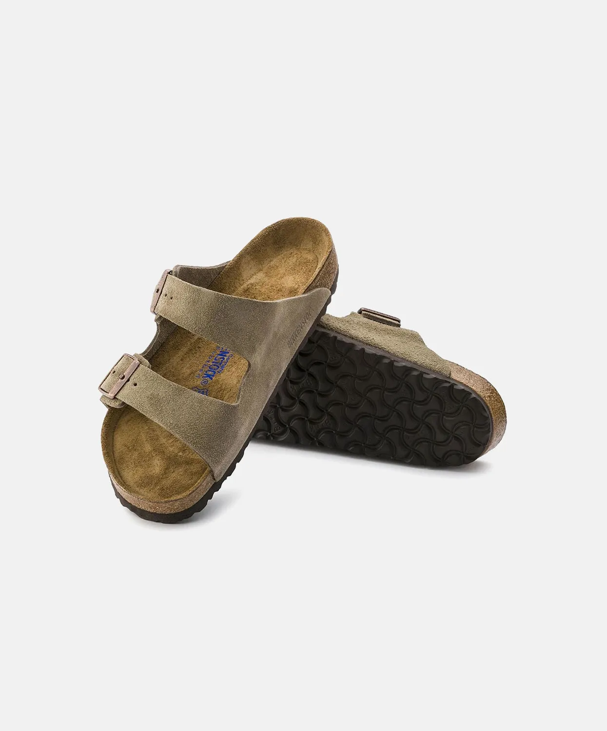 Birkenstock Arizona Suede Leather Taupe Soft Footbed Sandals