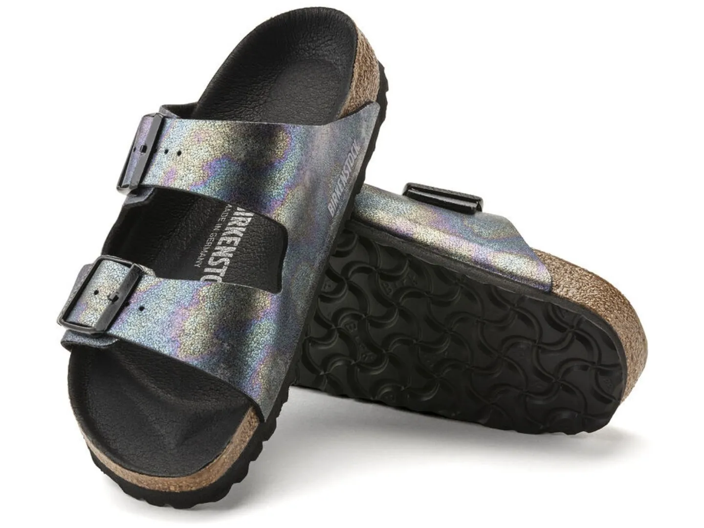 Birkenstock: Arizona Vegan in Iridescent Black