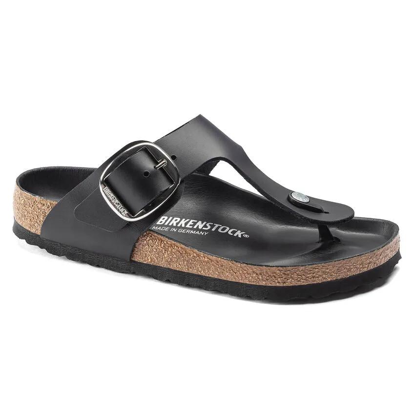 Birkenstock Women's Gizeh Big Buckle Oiled Leather (Black - Regular Fit)