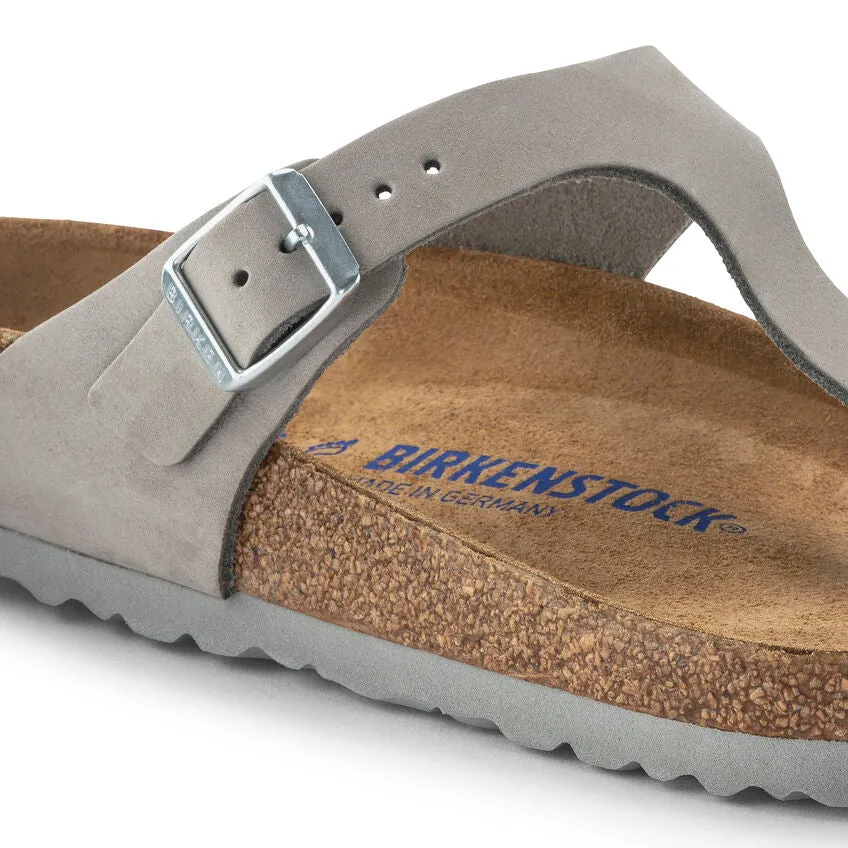 Birkenstock Women's Gizeh Soft Footbed Nubuck Leather (Dove Gray - Wide Fit)