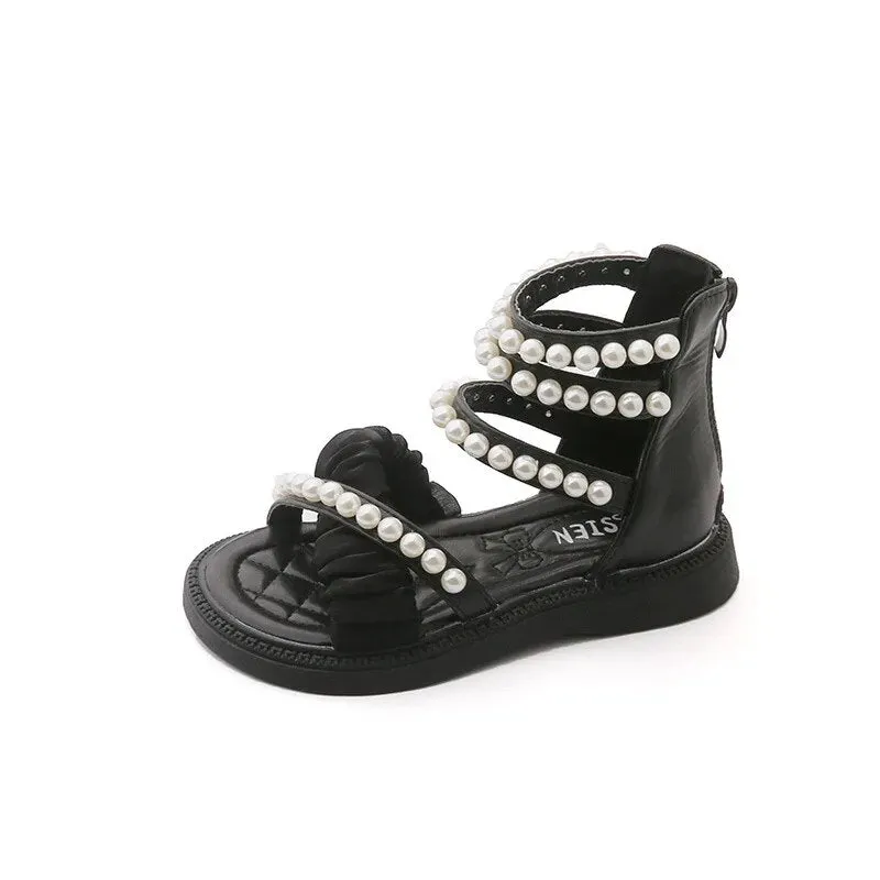 Children's Casual Shoes with Pearl Beading Straps - G05222 Girls' Sandals