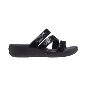 Crocs women's sandal Boca Sequin Strappy Wedge W 207645-BLK black