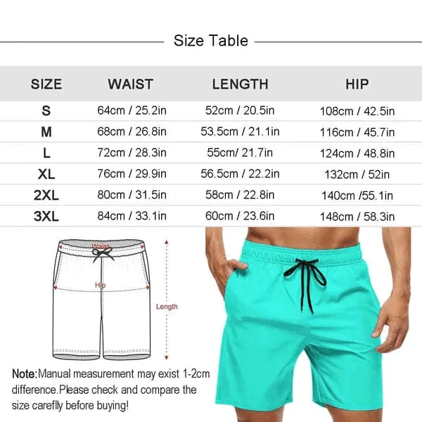 Custom Face Tropical Leaves Couple Swim Shorts&Dress Men's Swim Trunks Women's Beach Sling Skirt