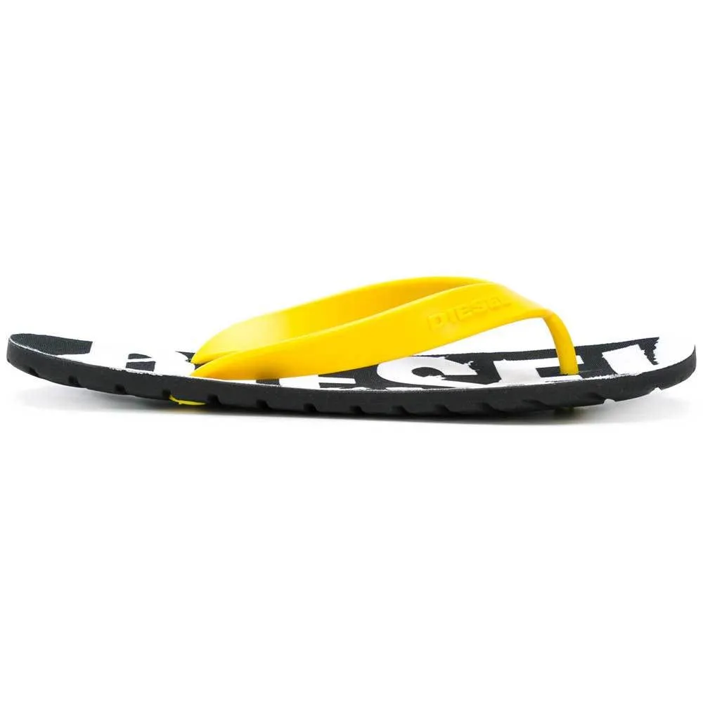 Diesel Splish Flip Flops Sandals - Buttercup Yellow / Black