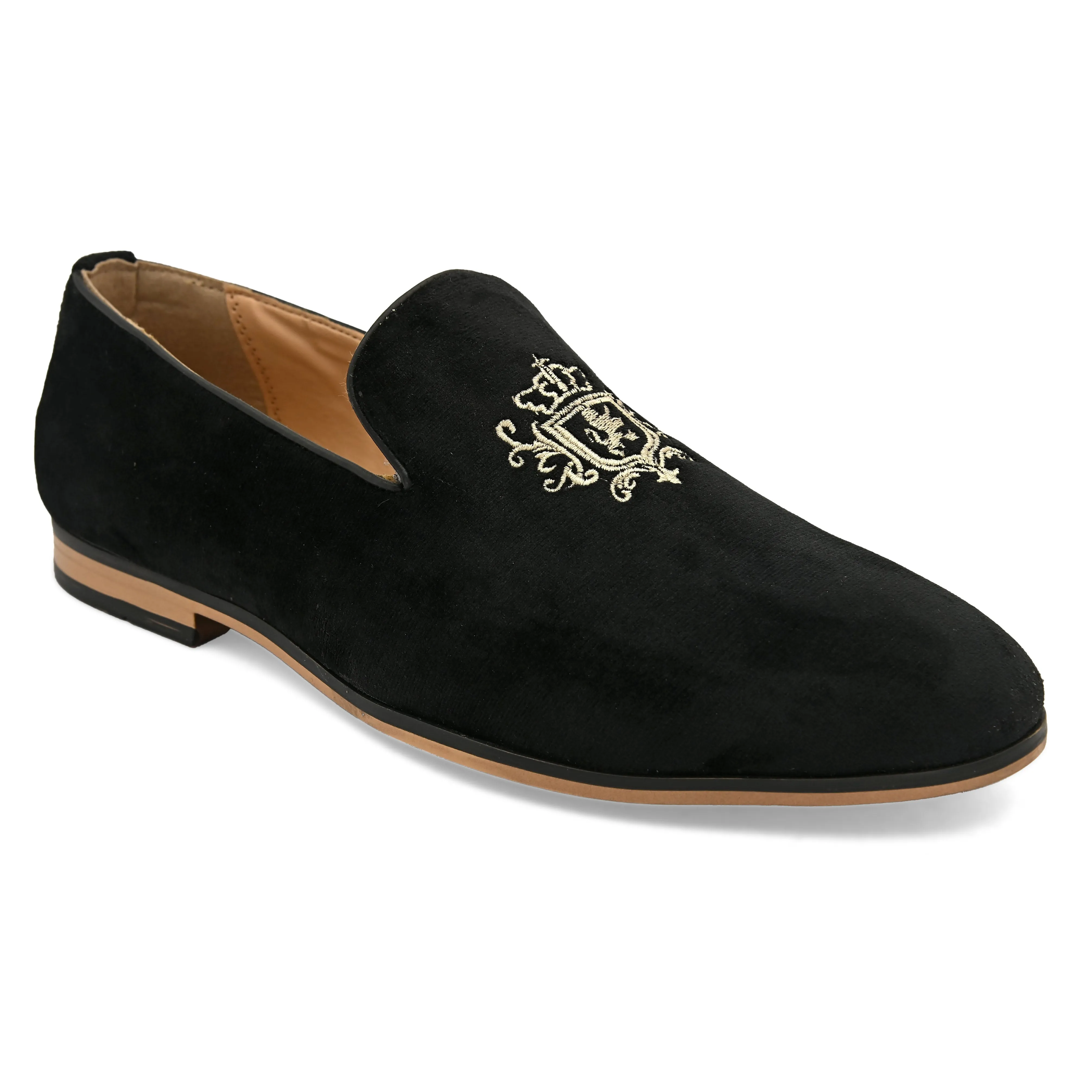 Empire Black Embroidered Loafers