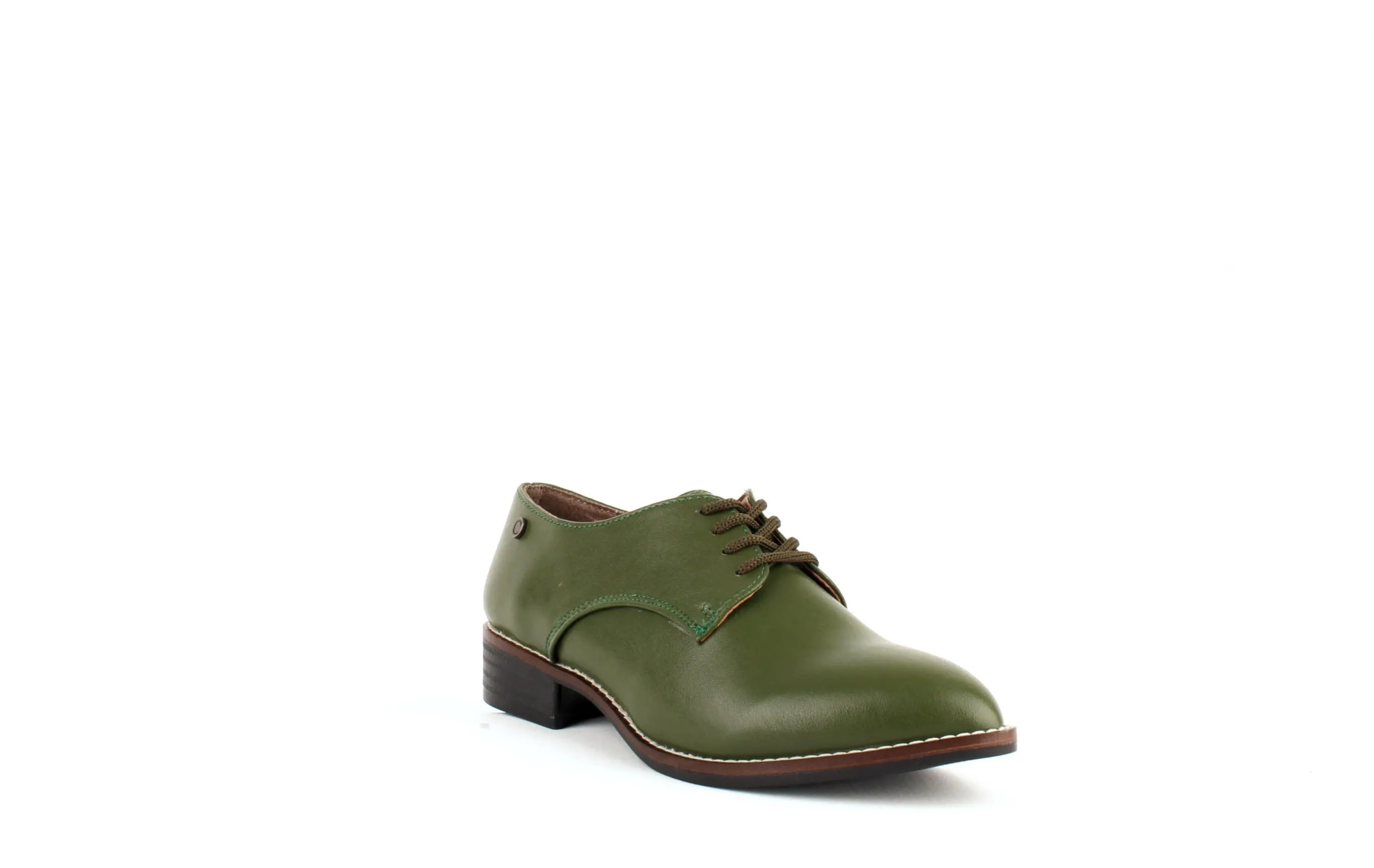 Esther Vegan Derby Shoes in Green - Sustainable Desserto Cactus Leather