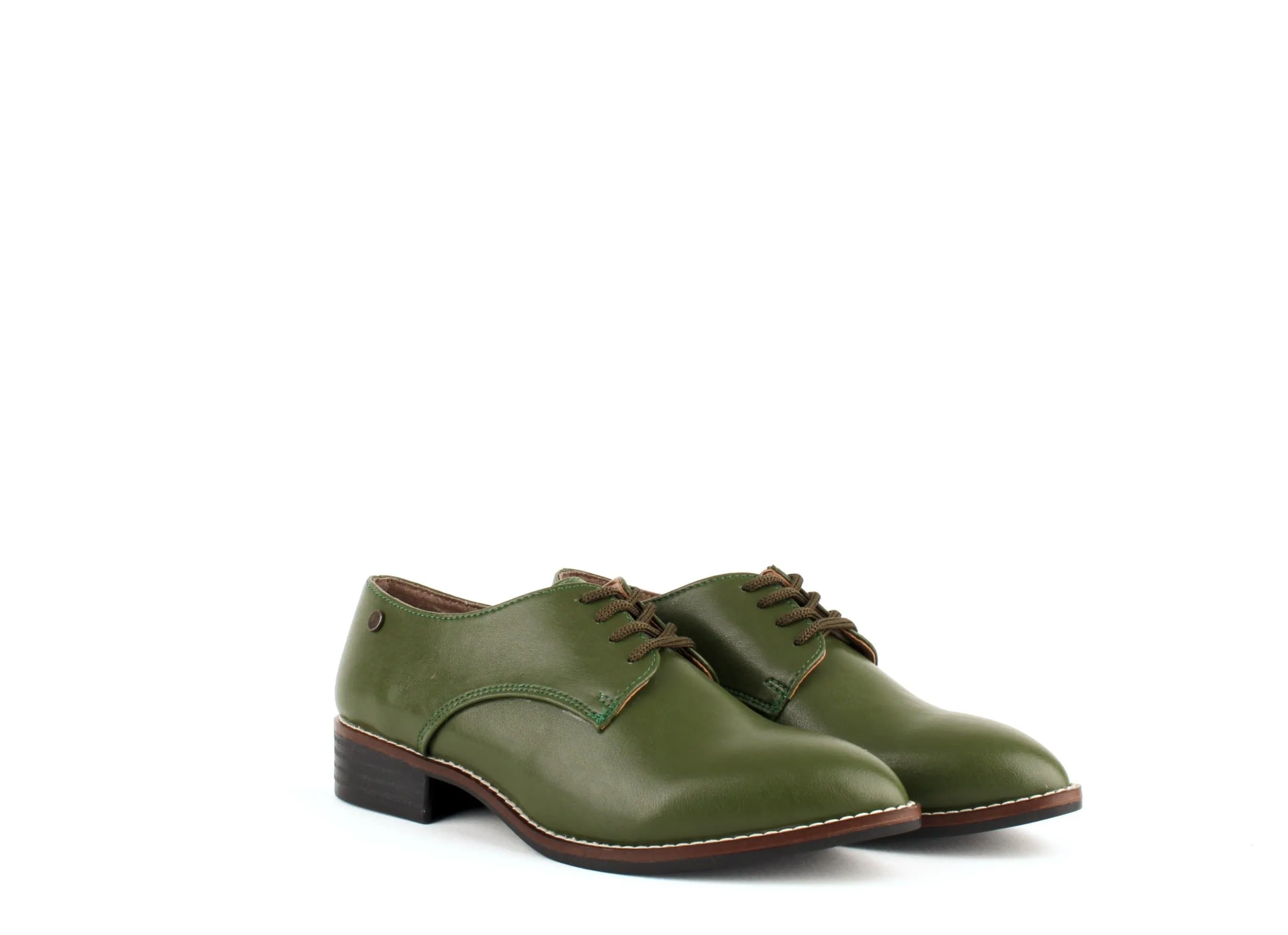 Esther Vegan Derby Shoes in Green - Sustainable Desserto Cactus Leather