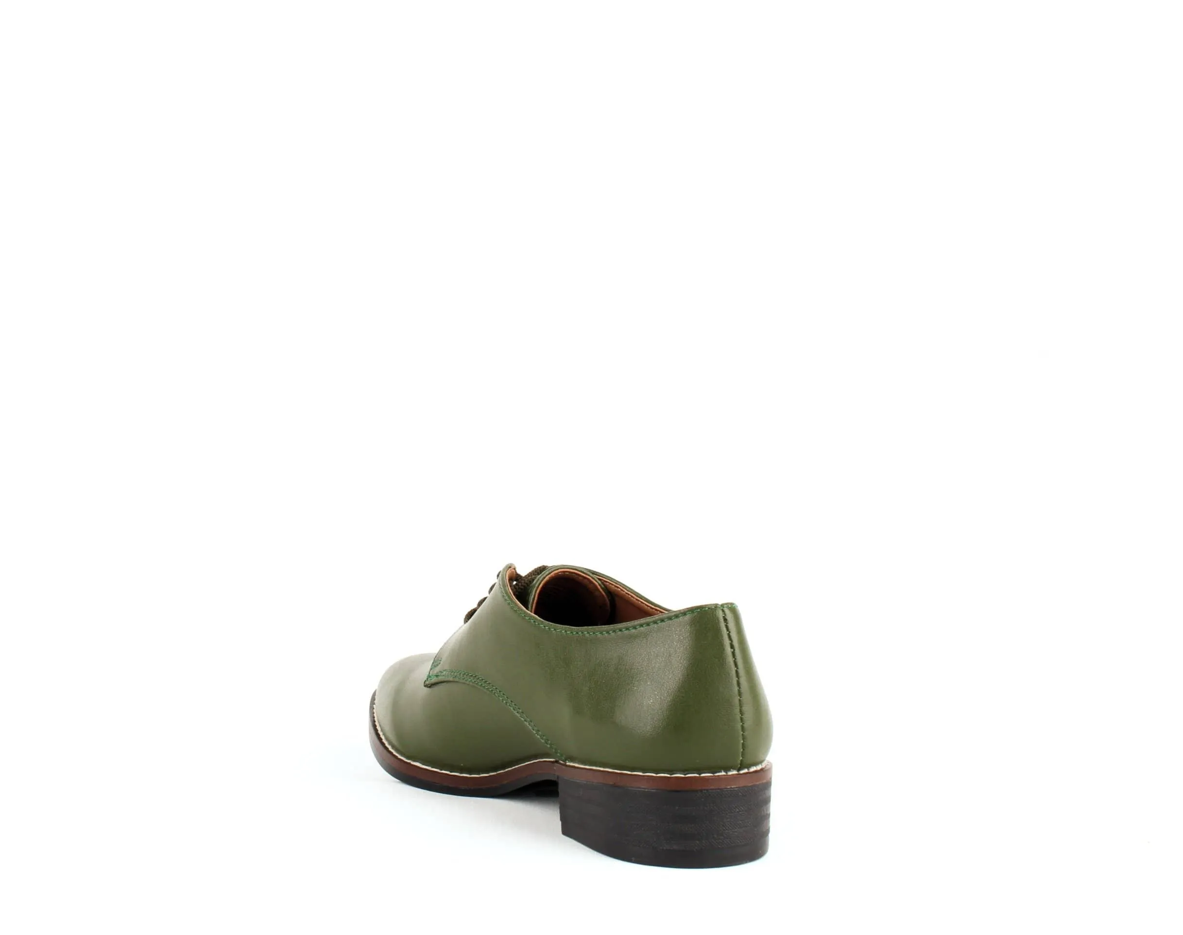 Esther Vegan Derby Shoes in Green - Sustainable Desserto Cactus Leather