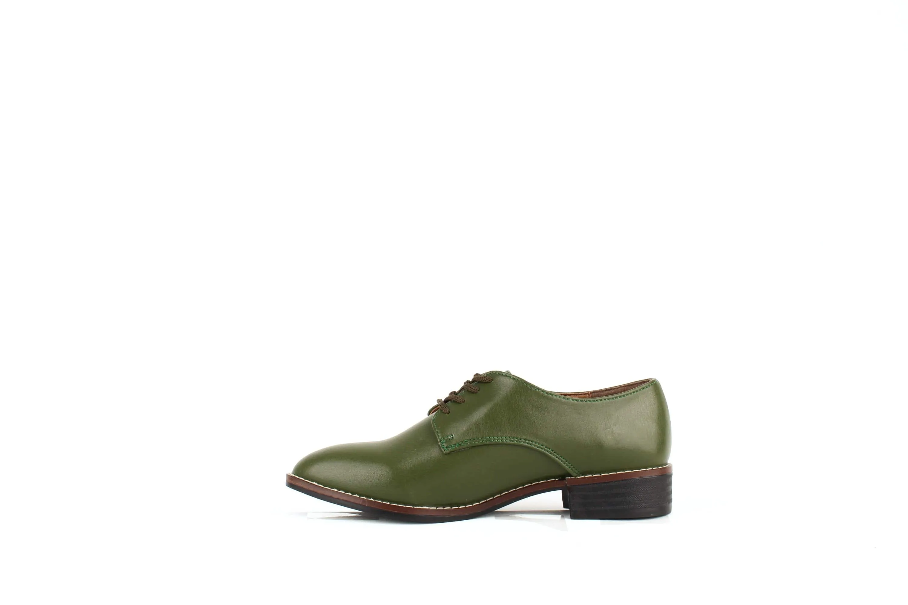 Esther Vegan Derby Shoes in Green - Sustainable Desserto Cactus Leather