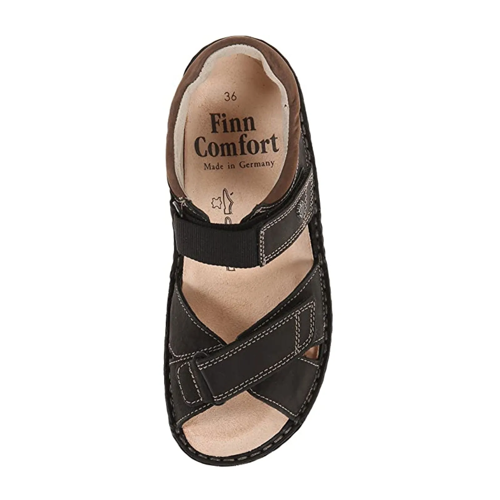 Finn Comfort Samara Backstrap Sandal (Unisex) - Schwarz/Havanna