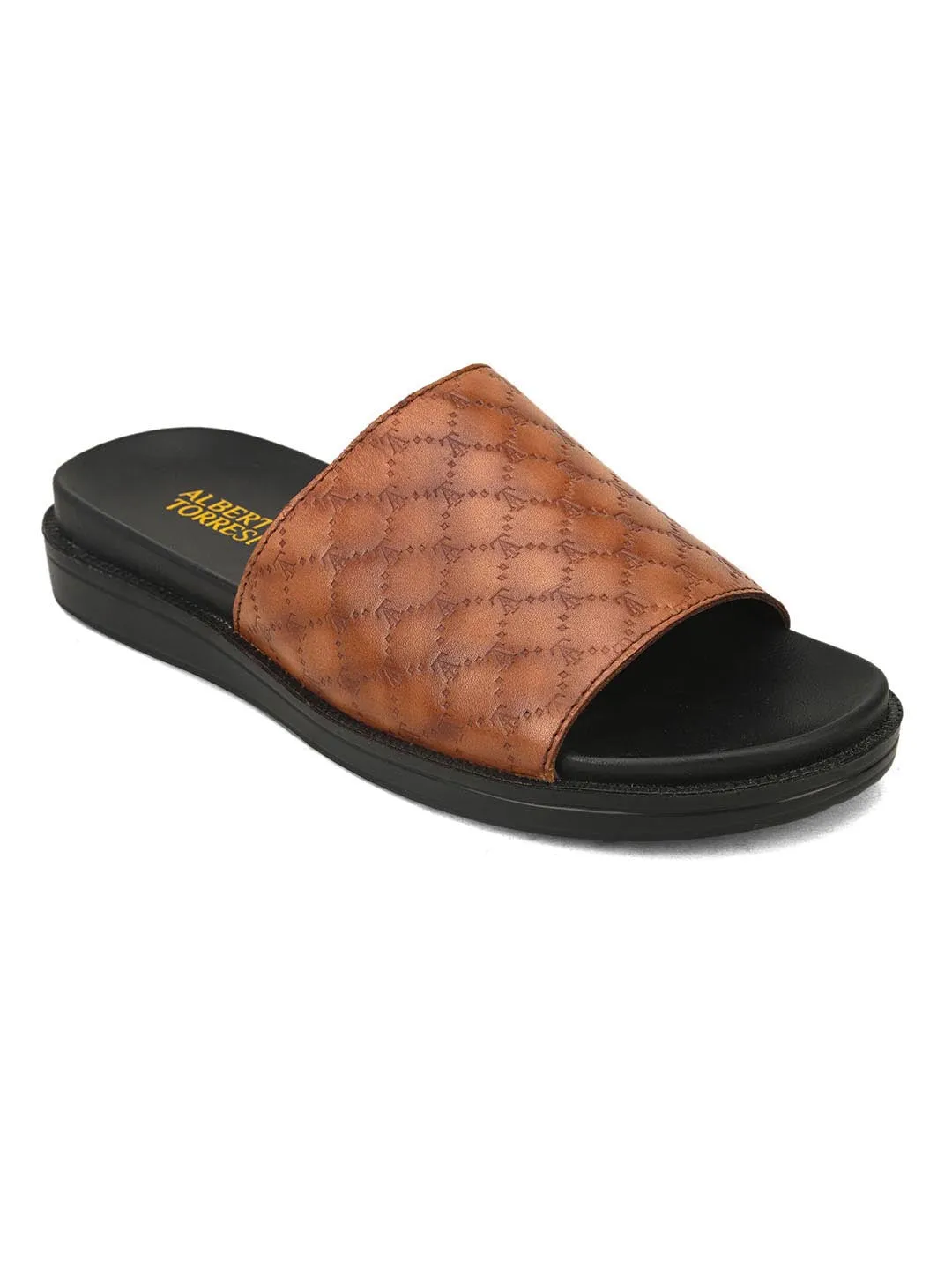 Genuine Leather Tan Casual Sliders