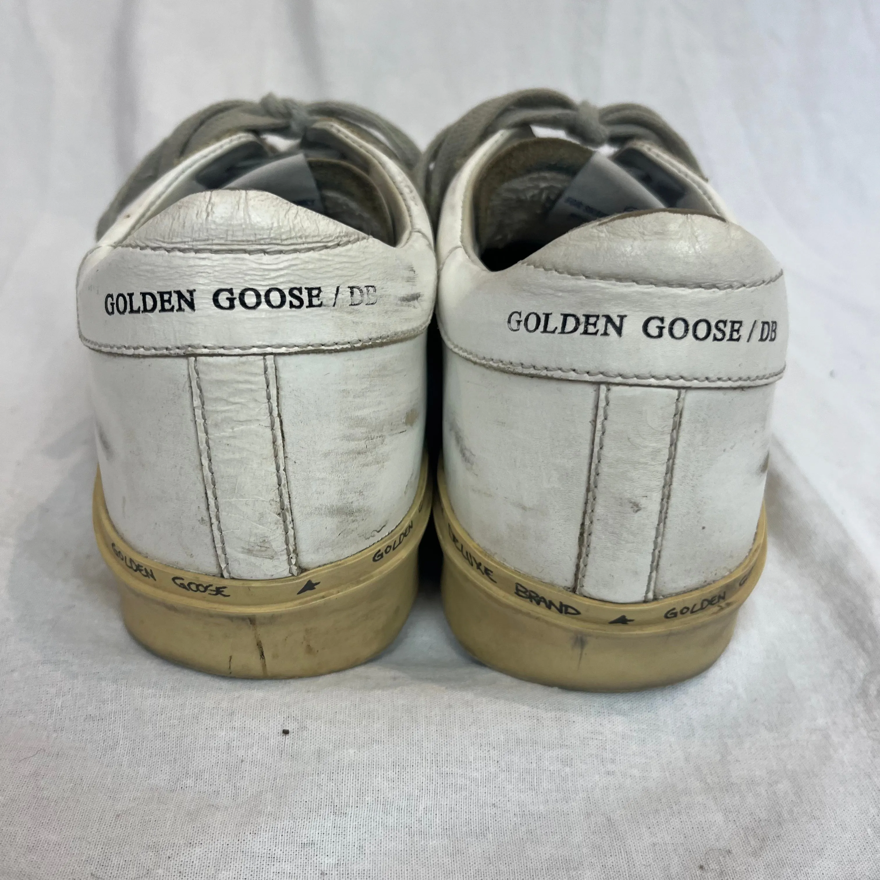 Golden Goose Deluxe Brand White & Gold Hi Star Sneakers - Size 38