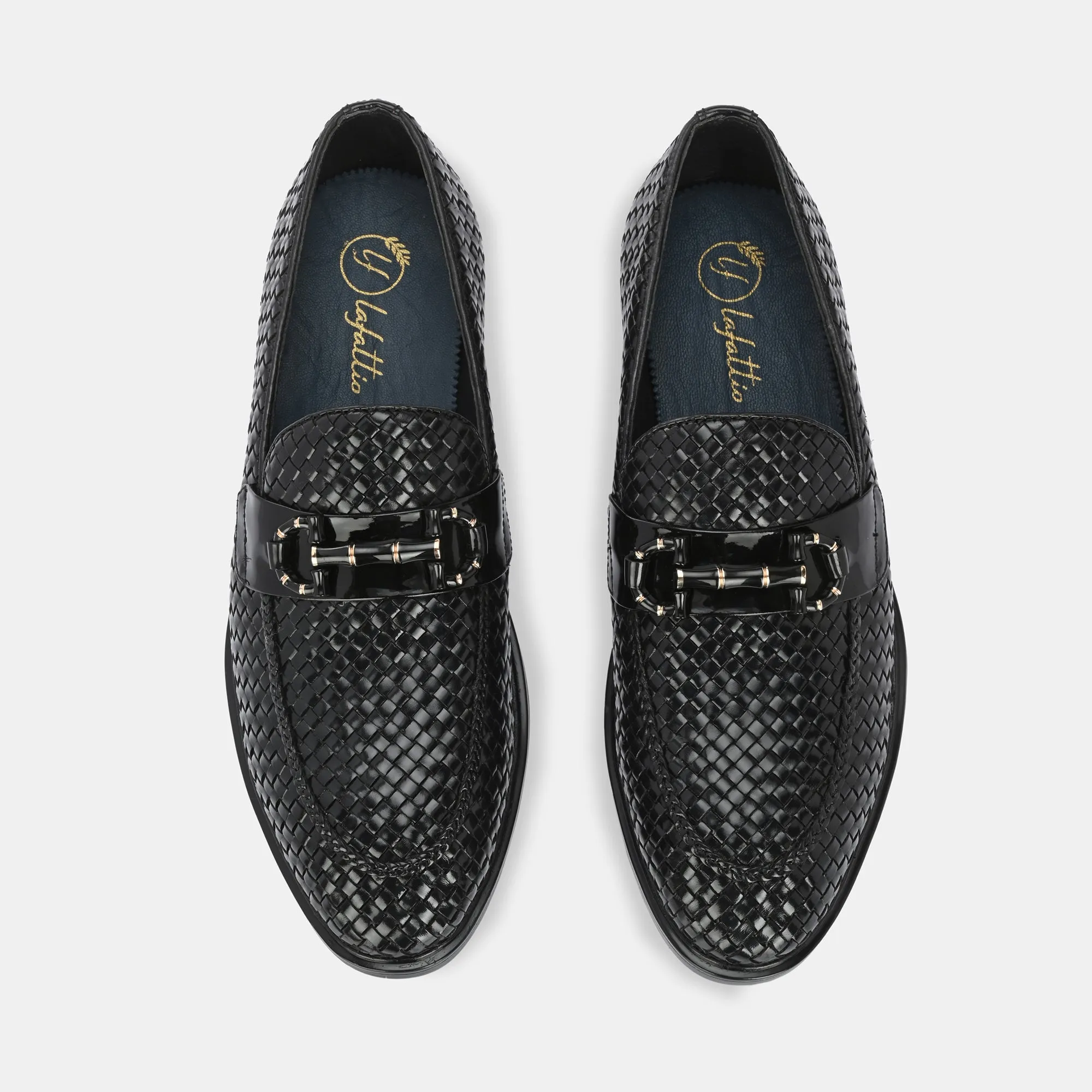 Hand-Woven Buckled Loafers by Lafattio