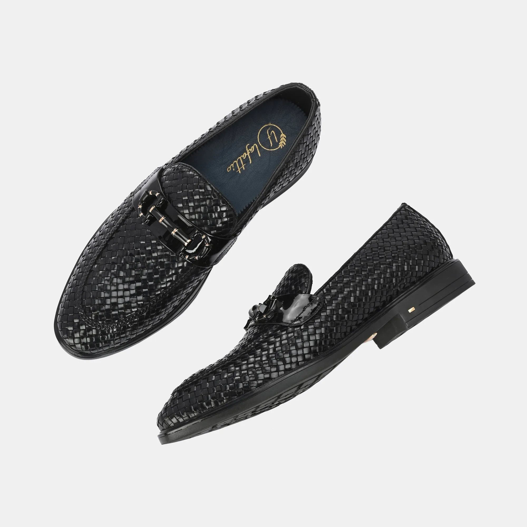 Hand-Woven Buckled Loafers by Lafattio