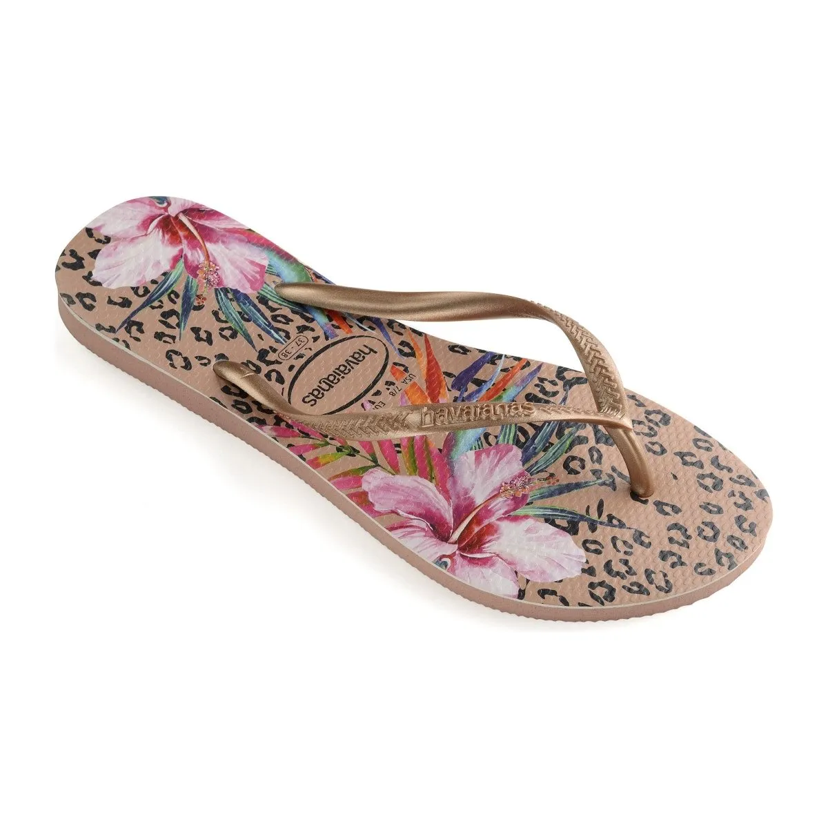 Havaianas Girls GS (Grade School) Slim Animal Floral Beige