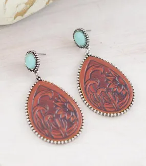 Leather cactus earrings