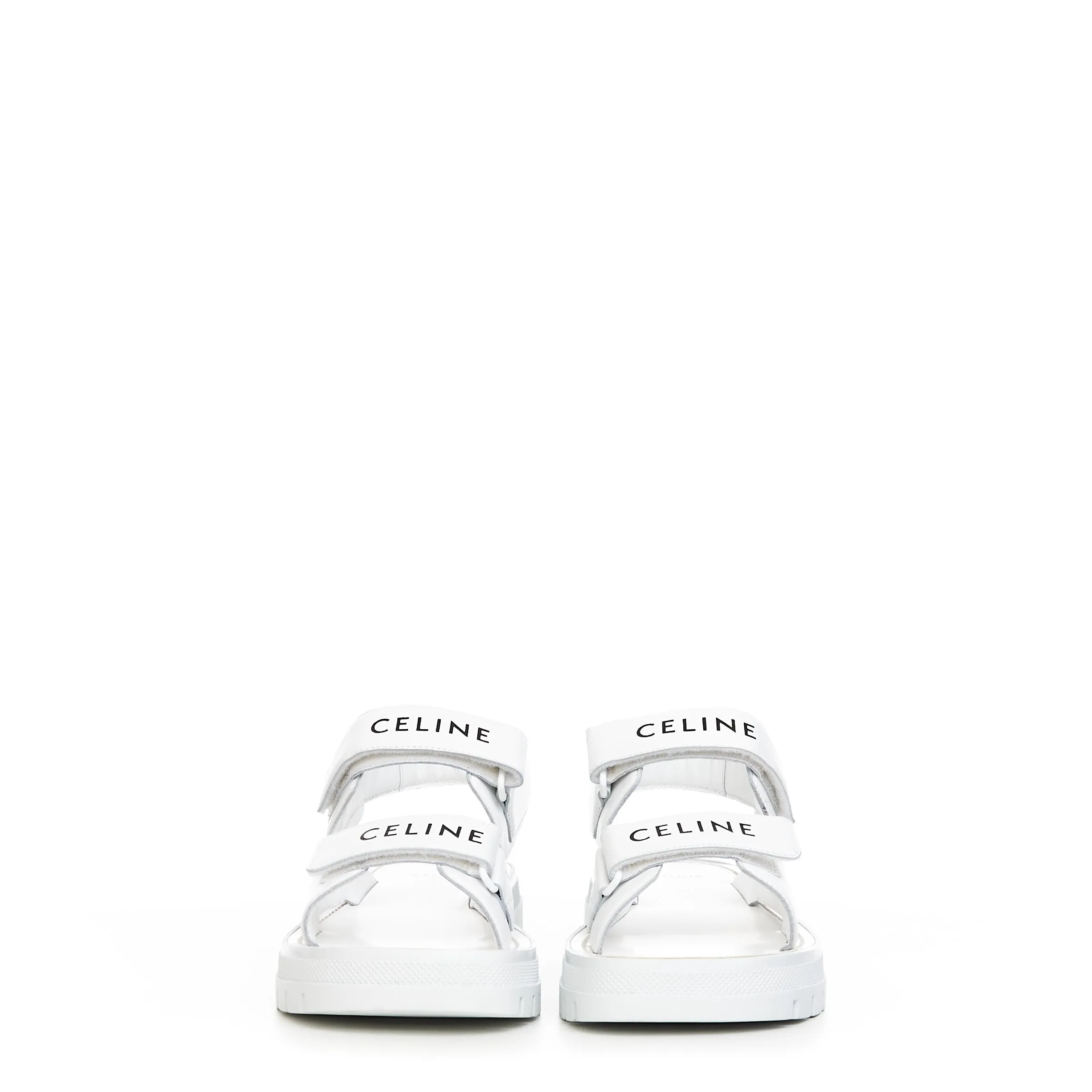 Leo Sandal in White Calfskin Leather With Logo Print