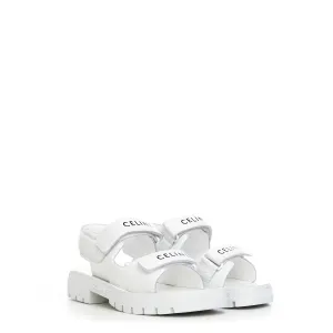 Leo Sandal in White Calfskin Leather With Logo Print