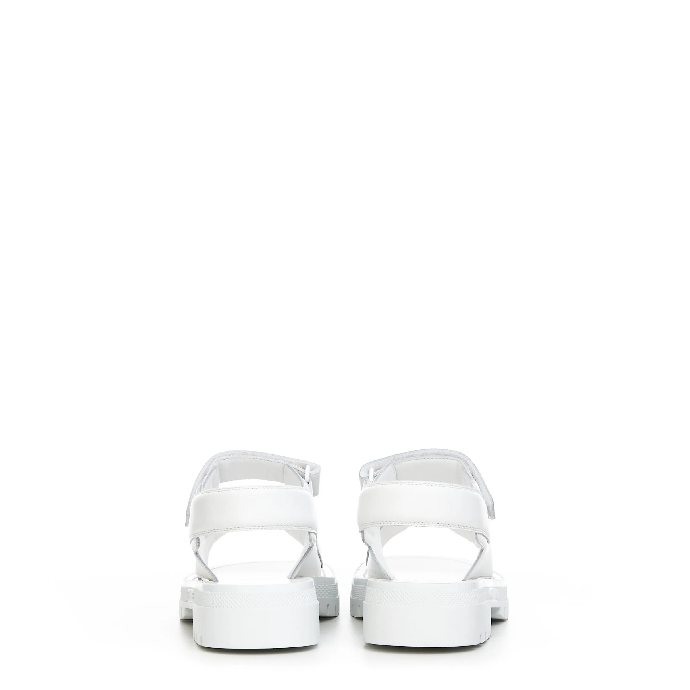 Leo Sandal in White Calfskin Leather With Logo Print