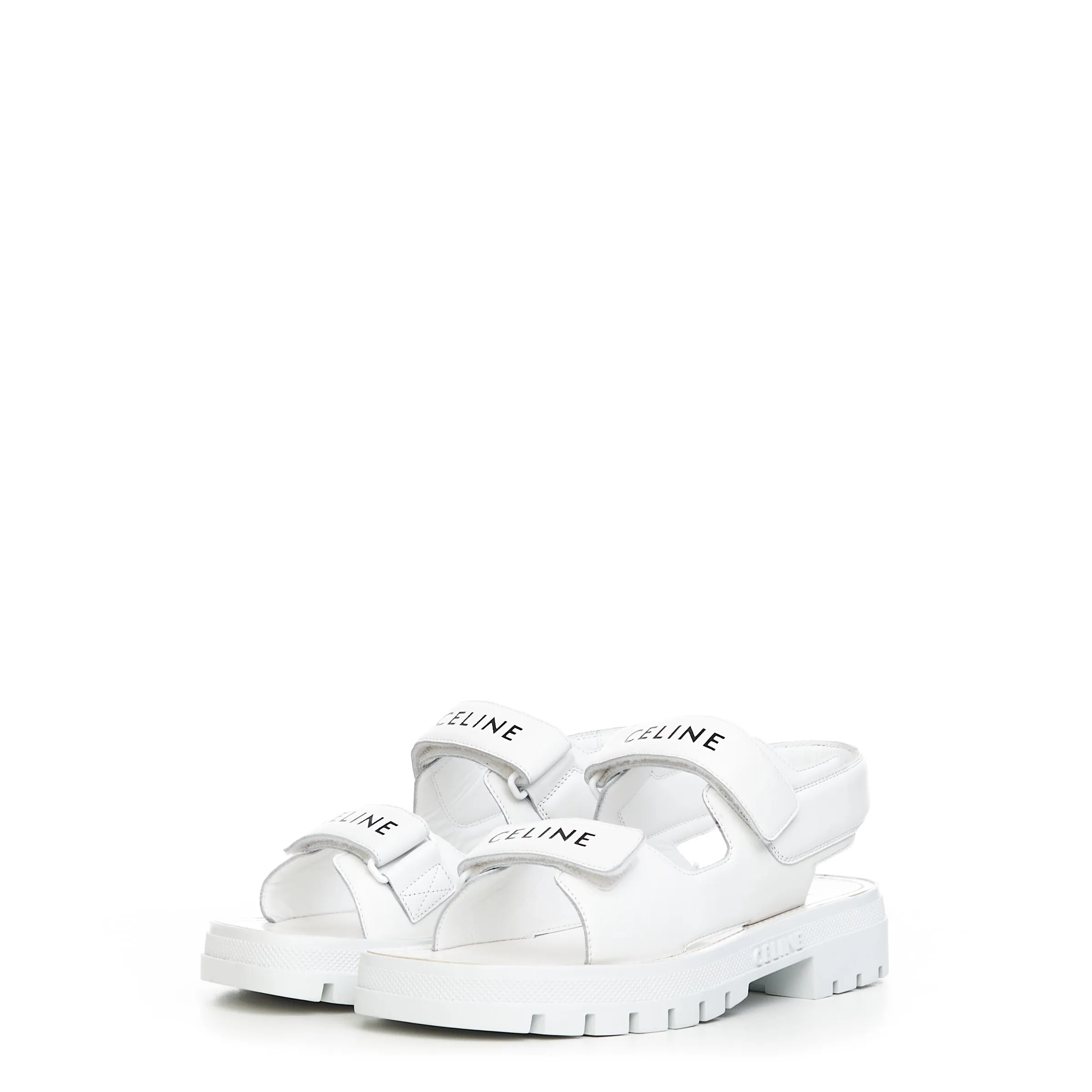 Leo Sandal in White Calfskin Leather With Logo Print