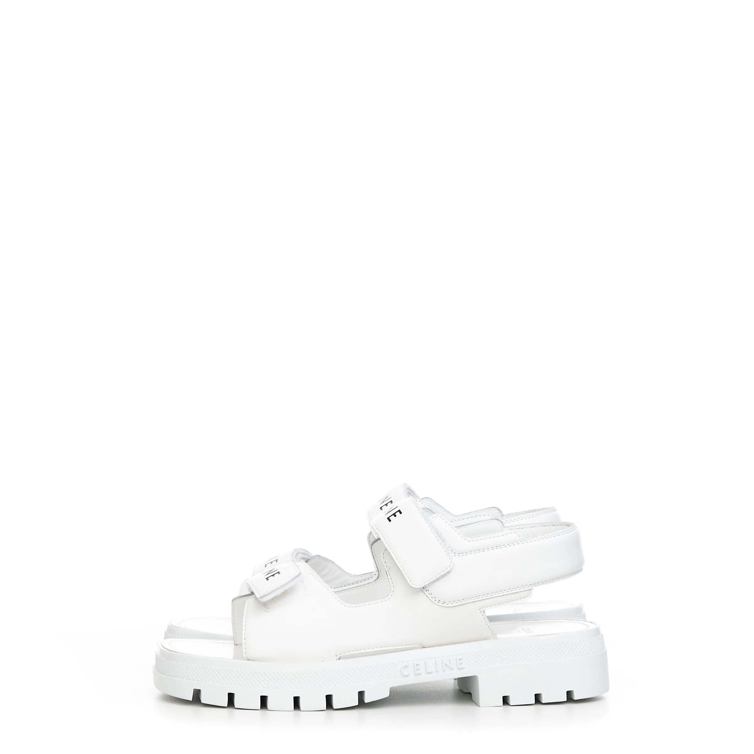 Leo Sandal in White Calfskin Leather With Logo Print