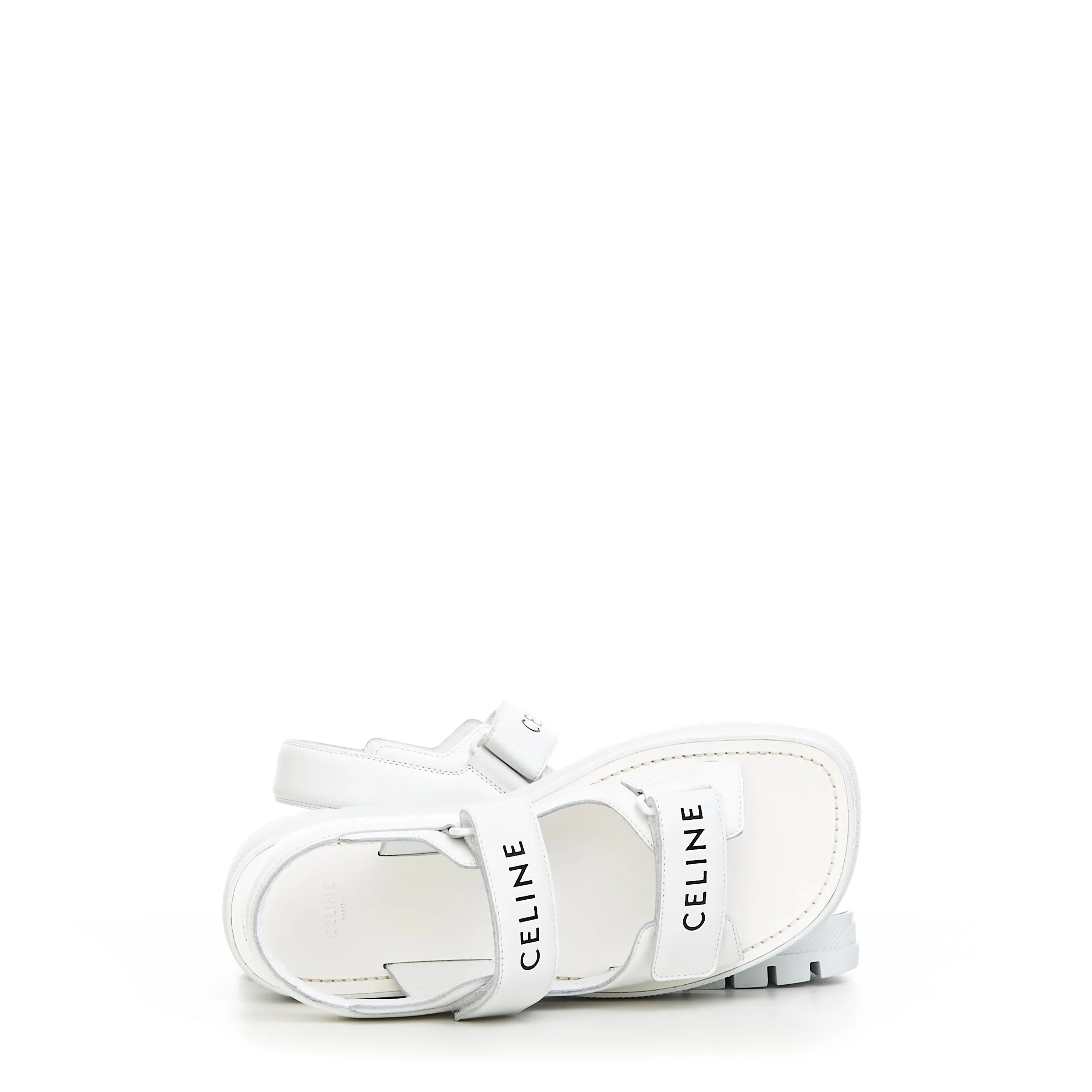 Leo Sandal in White Calfskin Leather With Logo Print