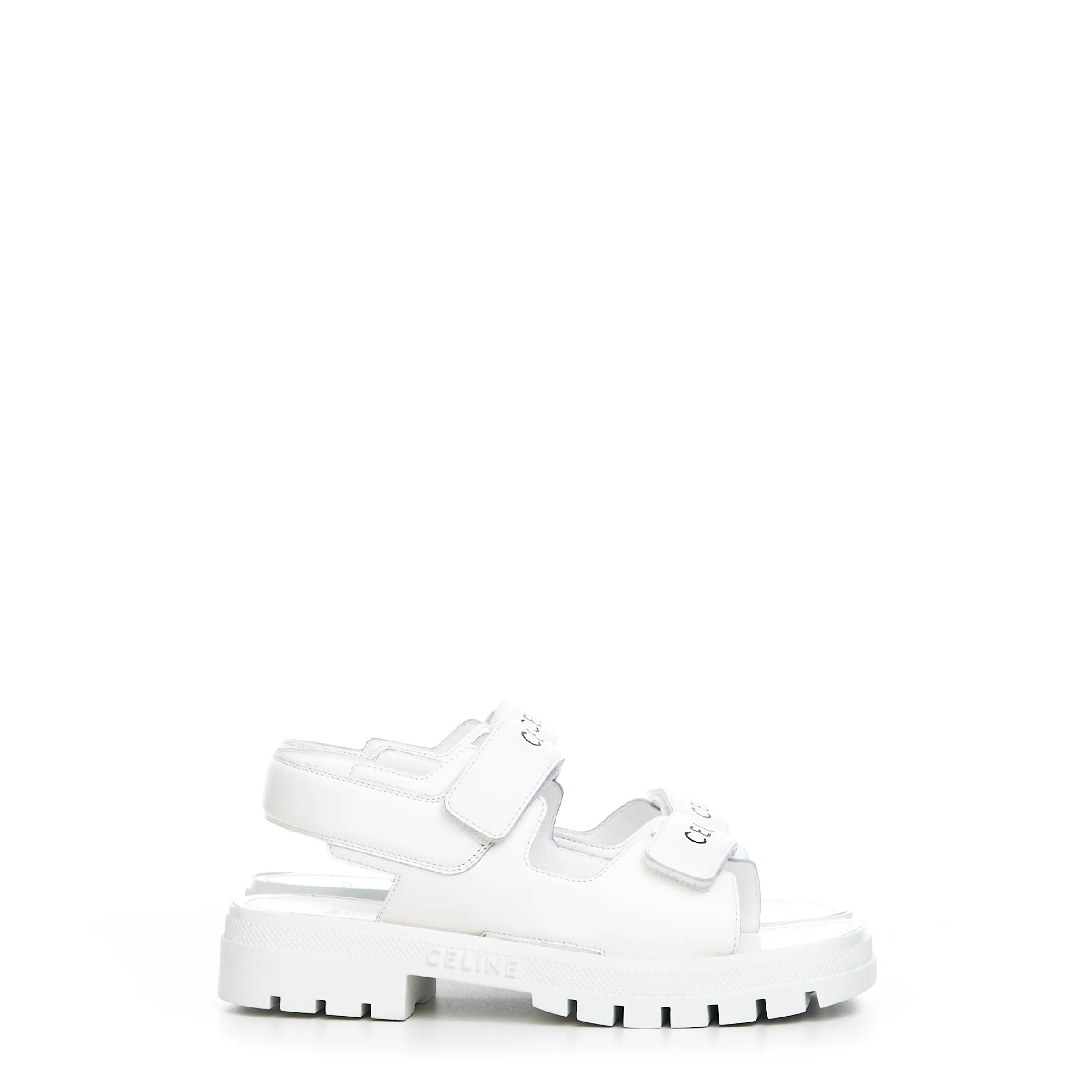 Leo Sandal in White Calfskin Leather With Logo Print