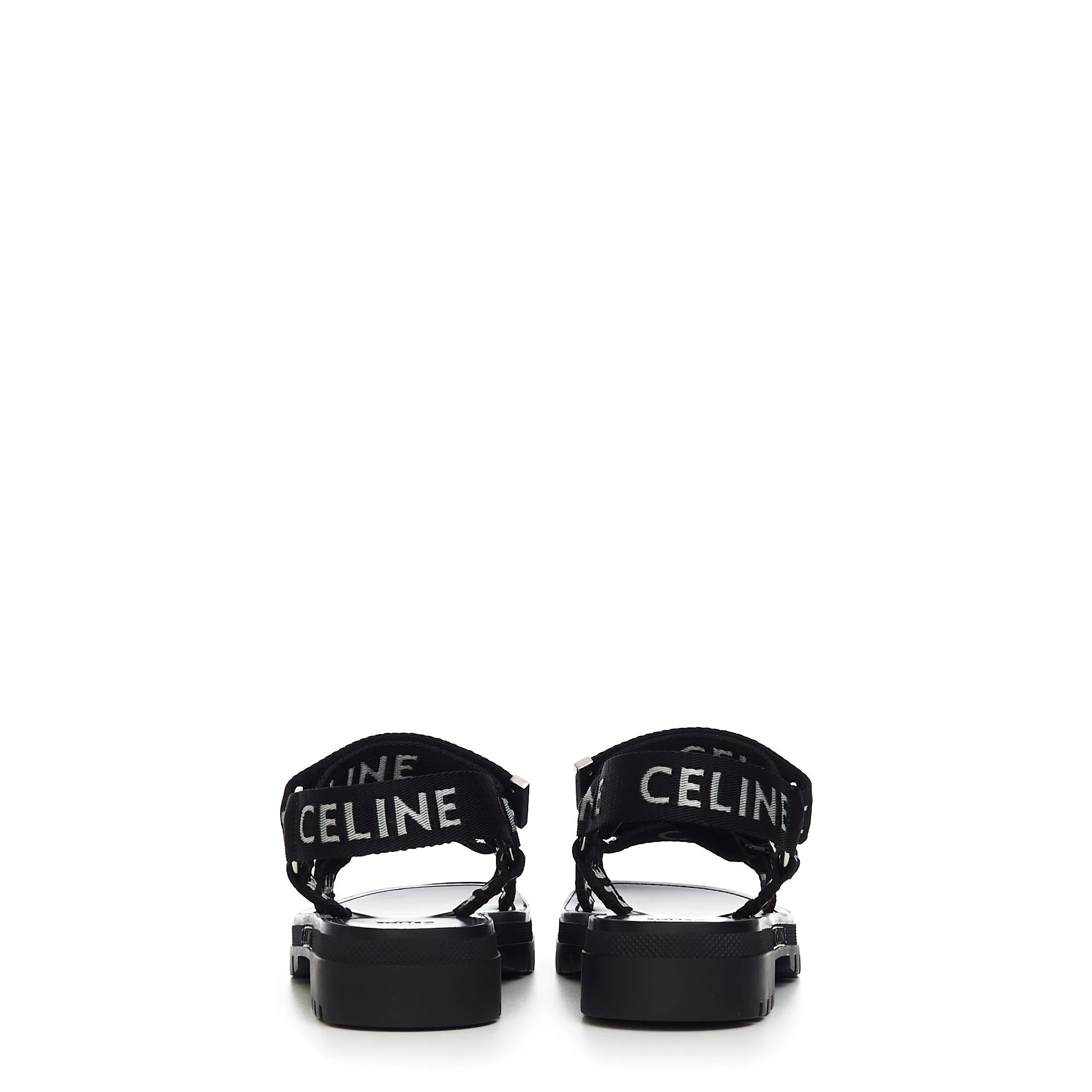 Leo Strappy Sandal in Black & White "Celine" Jacquard Nylon