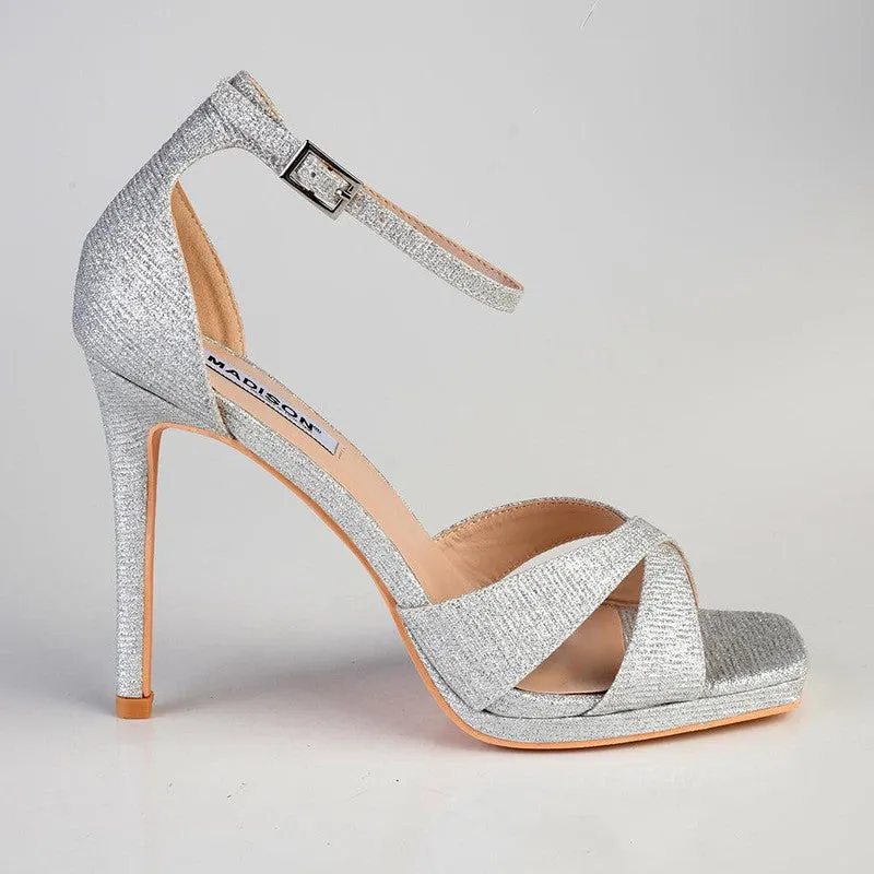 Madison Azaria Cross Over Platform Sandal - Silver