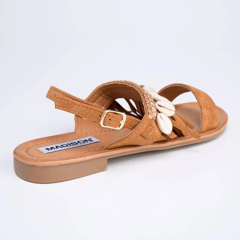 Madison Carter Fringe Sandals - Camel