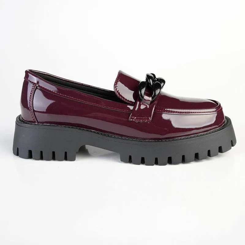 Madison Eli Chunky Sole Slip On Brogue - Ox Blood