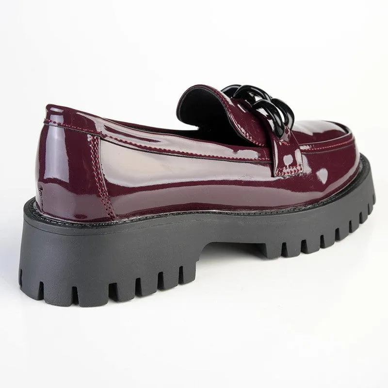 Madison Eli Chunky Sole Slip On Brogue - Ox Blood