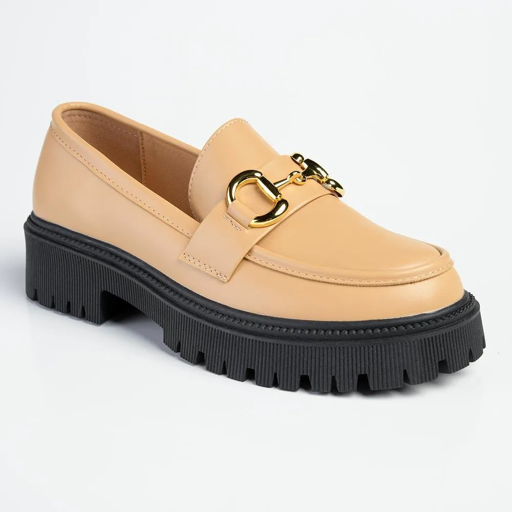 Madison Eli Chunky Sole Slip On Brogue - Tan