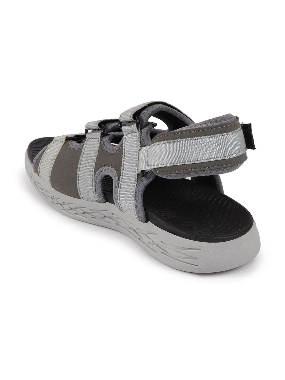 Men Grey Multi Strap Phylon Sole Sandals & Floaters