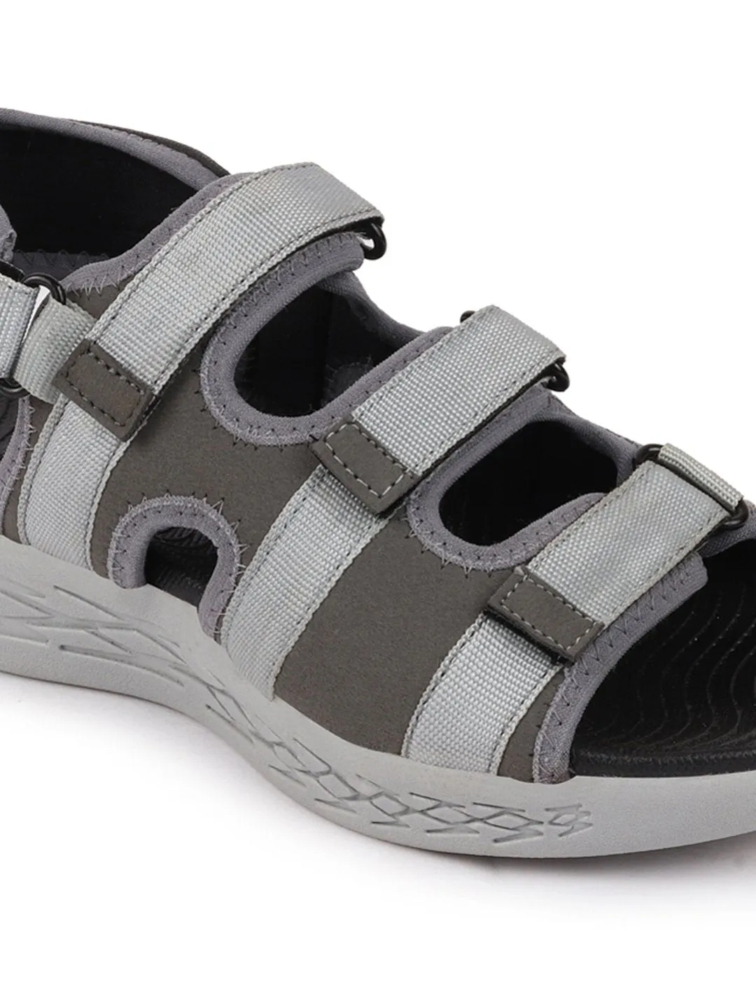 Men Grey Multi Strap Phylon Sole Sandals & Floaters