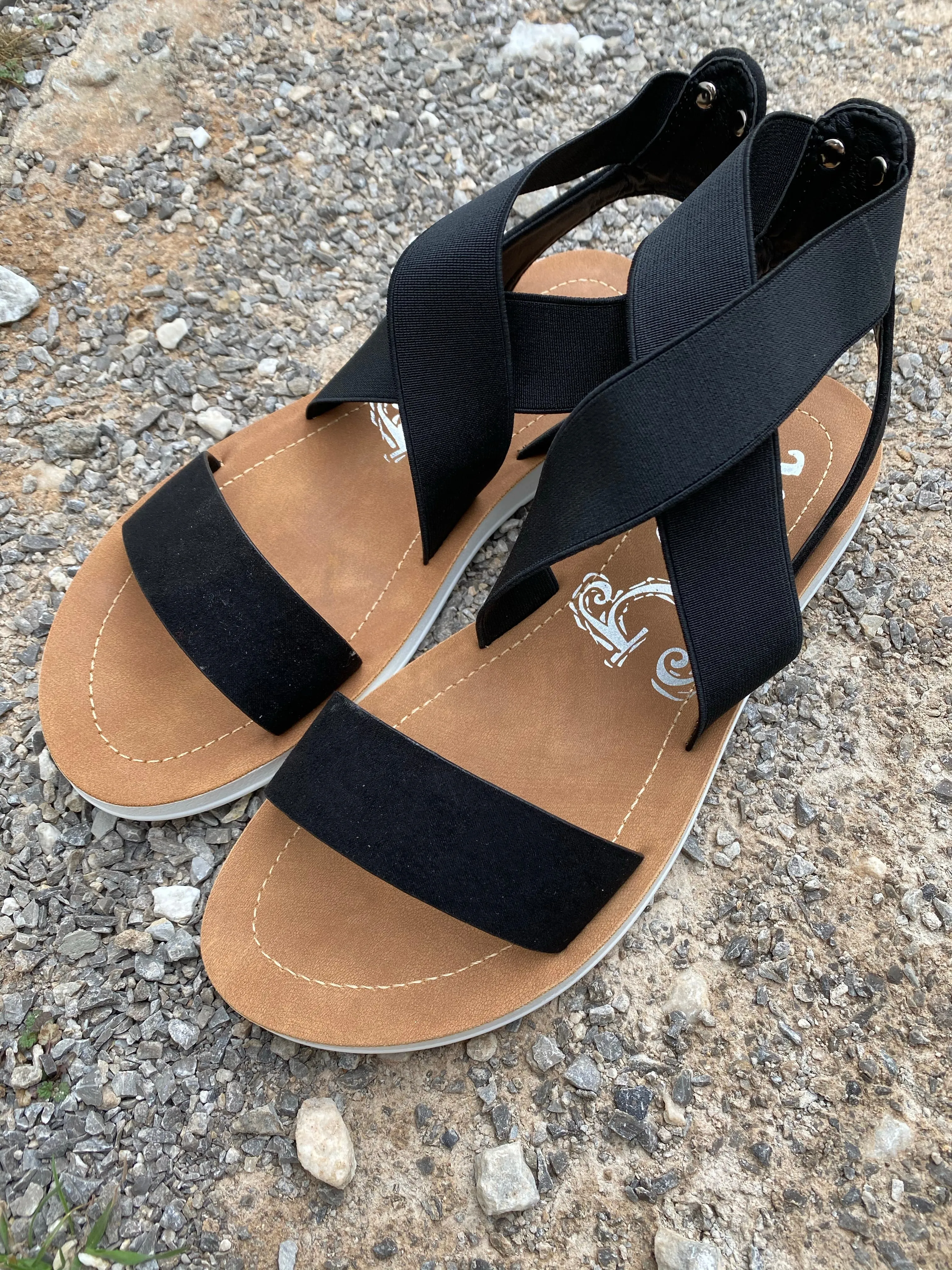 {MISTI} Black Very G/Gypsy Jazz Slip On Stretchy Sandal