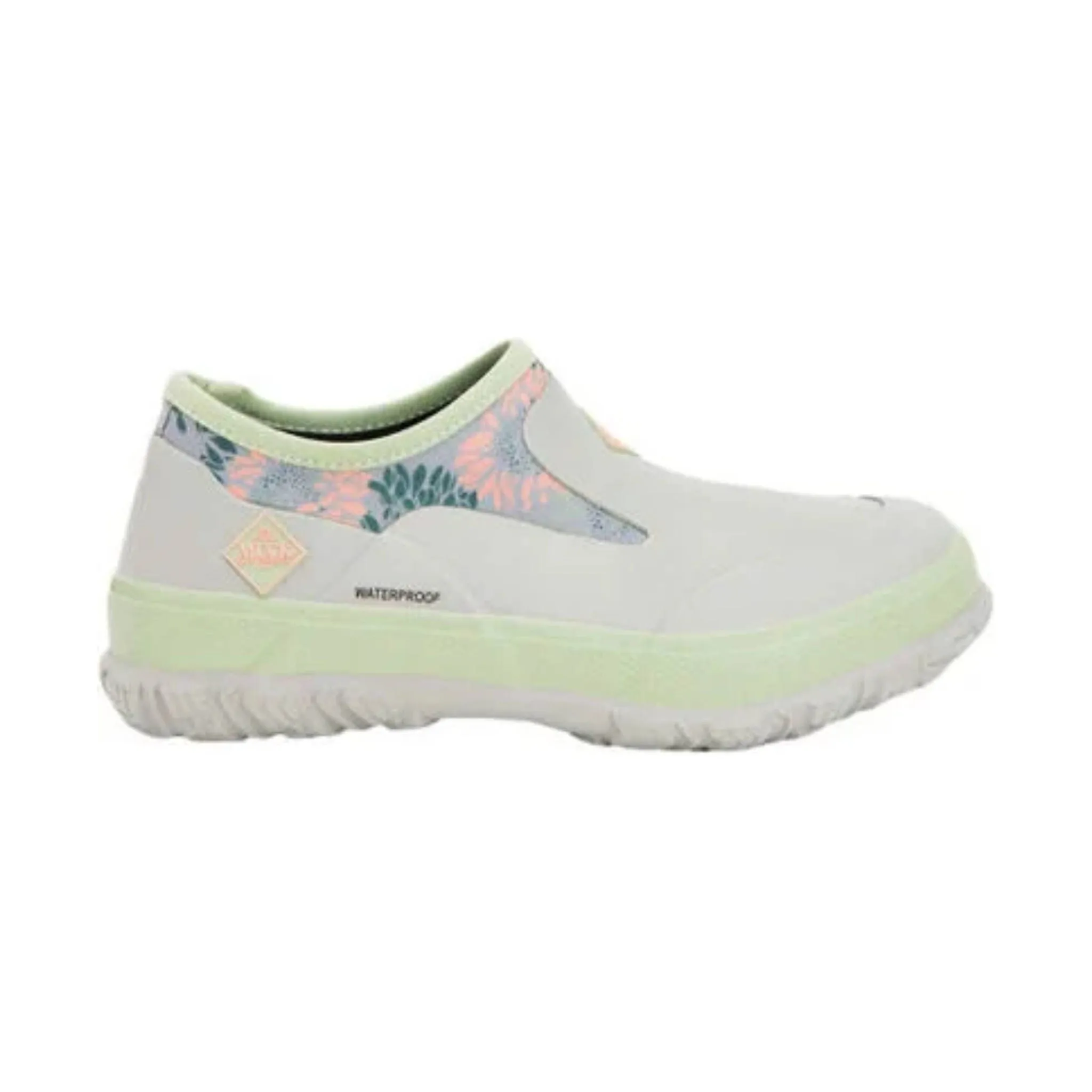 Muck Boot Women's Forager Low Slip On Rain Shoe - Light Gray / Sunflower Print