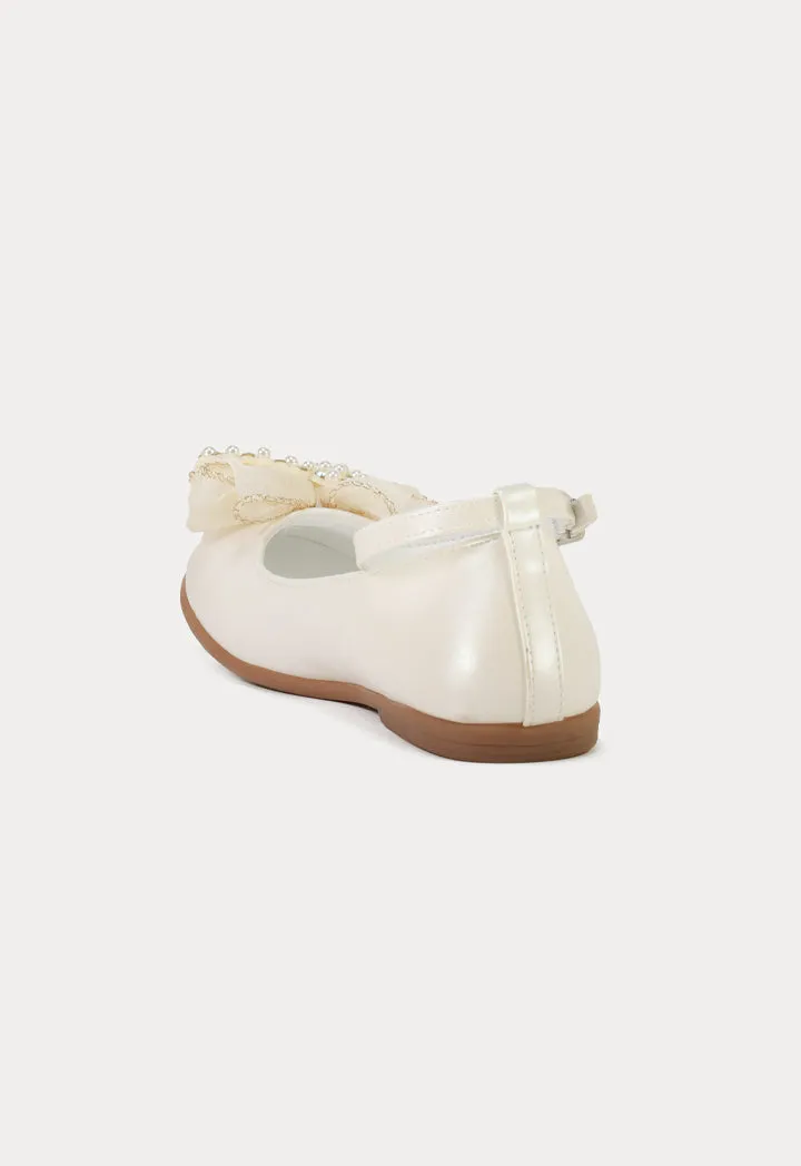 Organza Ribbon With Pearls Flat Shoes