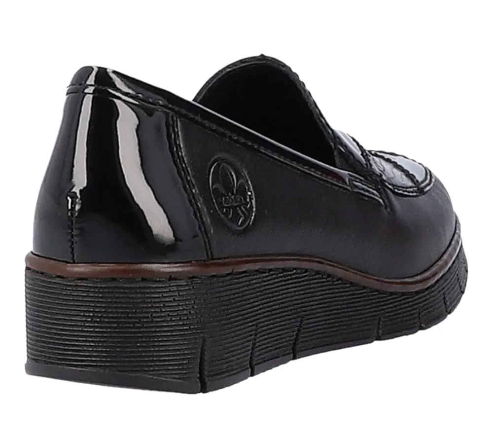 Pantofi casual, dama, RIEKER, Antistress, 53785-00 negru, piele naturala