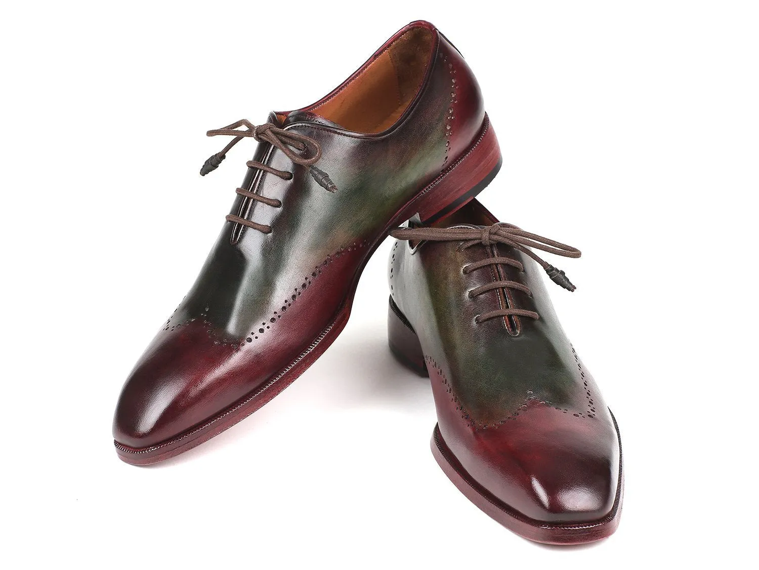 Paul Parkman Bordeaux & Green Wingtip Oxfords (ID#097YL63)