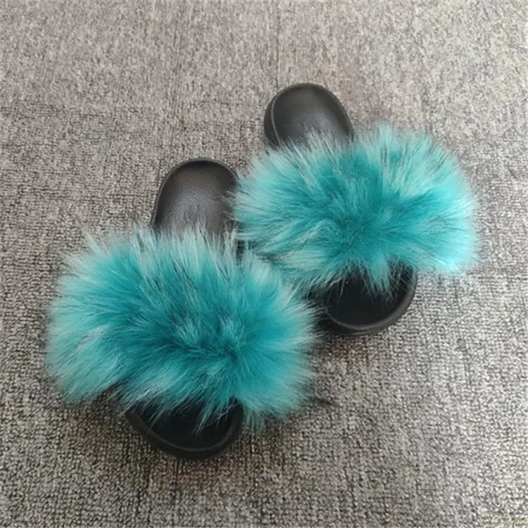 Raccoon Fur Flip Flops