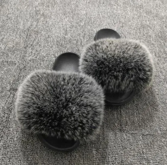 Raccoon Fur Flip Flops